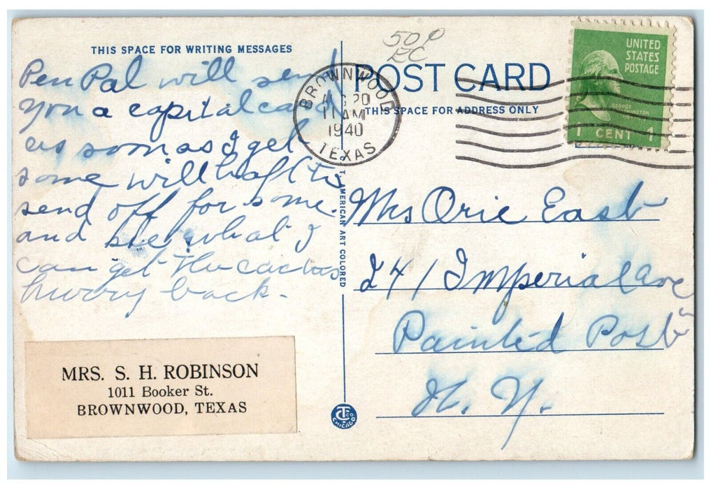 1940 Soldiers Sailors Memorial Auditorium Exterior Brownwood Texas TX Postcard