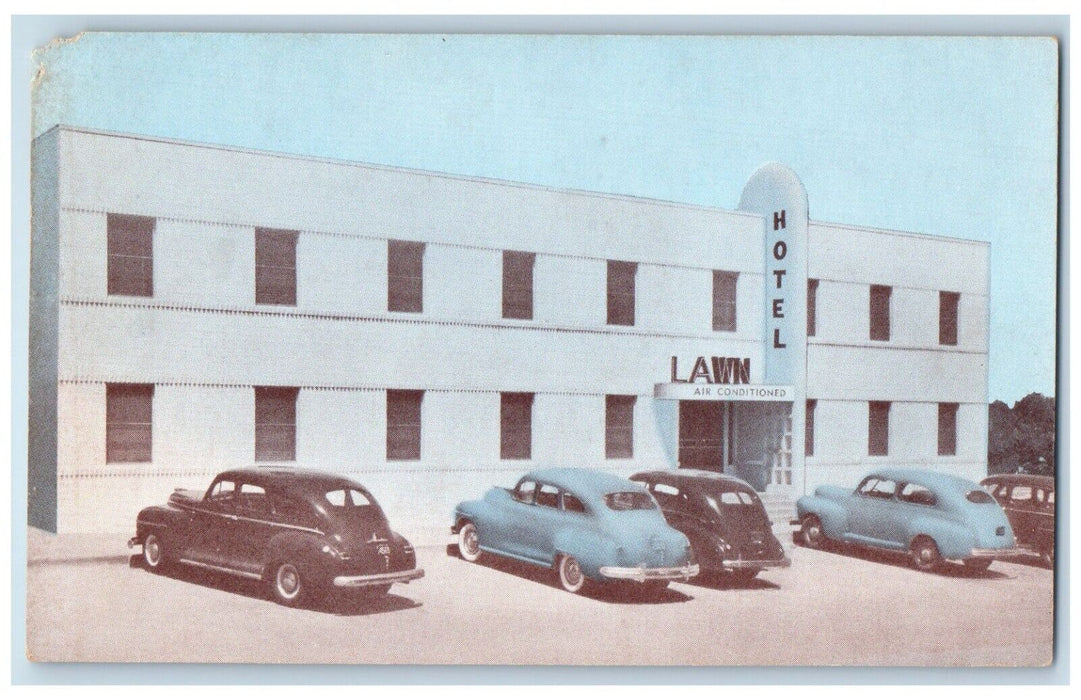 c1960 Lawn Hotel Lemmon Oak Lawn Avenues Exterior Parking Dallas Texas Postcard