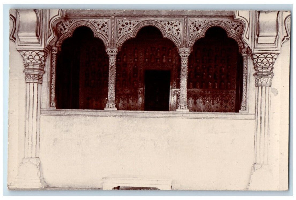 c1910's Agra Fort Pearl Mosque Hall Of Public Audience Agra India RPPC Postcard