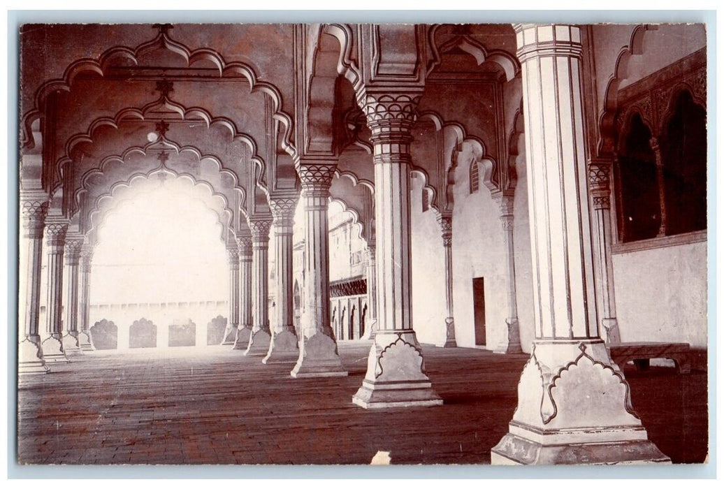 c1910's Agra Fort Hall Of Public Audience Columns View Agra India RPPC Postcard