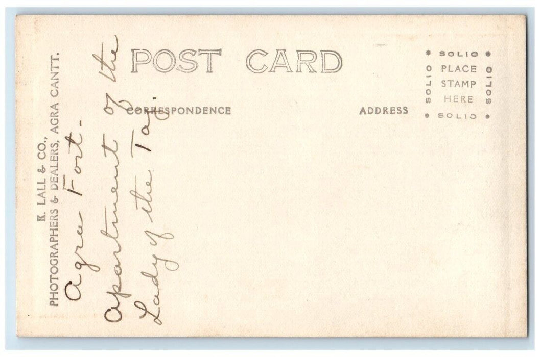 c1910's Agra Fort Apartment Of The Lady Of The Taj View Agra India RPPC Postcard