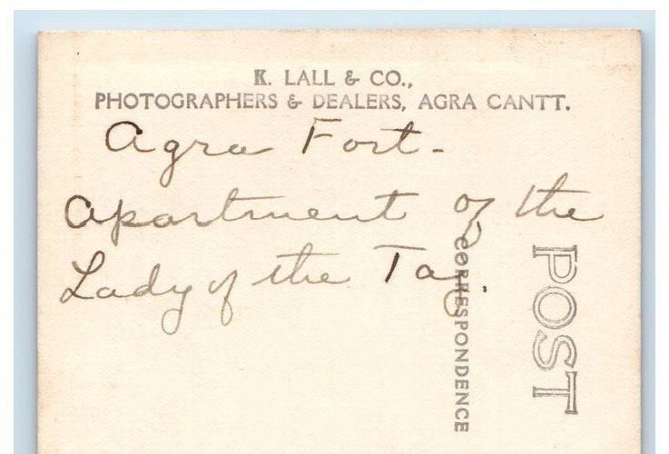 c1910's Agra Fort Apartment Of The Lady Of The Taj View Agra India RPPC Postcard