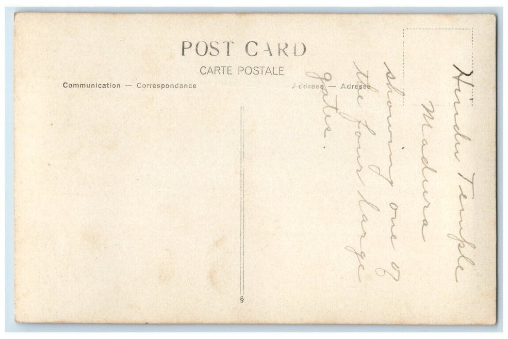 c1920's West Tower Temple View Madurai India RPPC Unposted Postcard