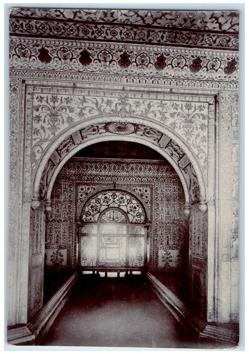 c1930 Red Fort Diwan-e-Khas Interior View New Delhi India RPPC Unposted Postcard
