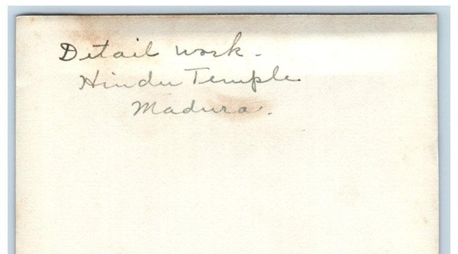 c1930 Temple Interior View Statue Detail Madurai India RPPC Unposted Postcard