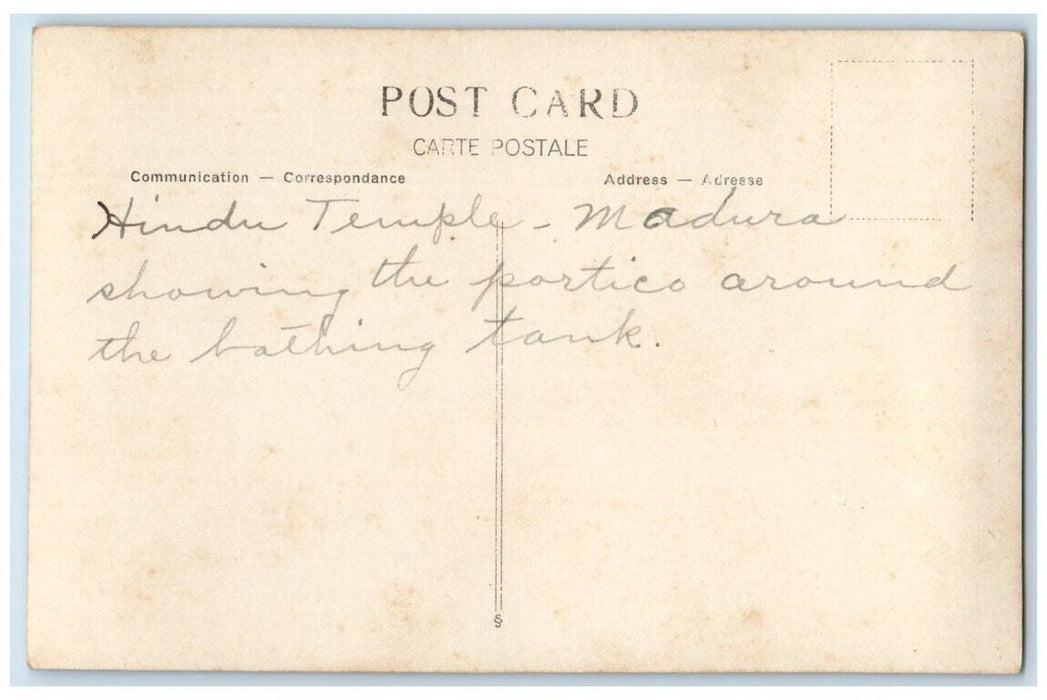 c1930 Meenakshi Amman Temple View Madurai India RPPC Unposted Postcard
