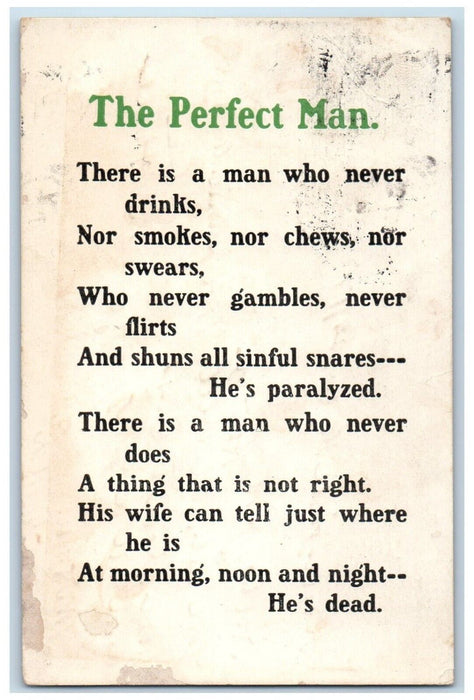 c1910's The Perfect Man Poem Humor Louisville Kentucky KY Antique Postcard