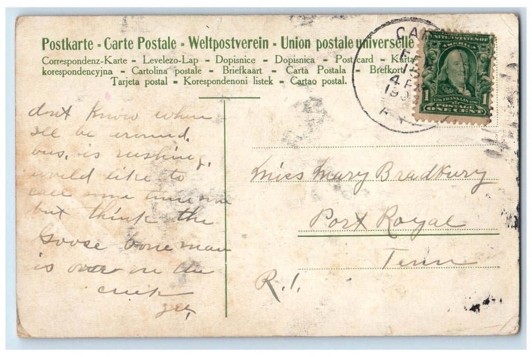 1907 Angry Man Fighting Down And Out Port Royal Tennessee TN Antique Postcard