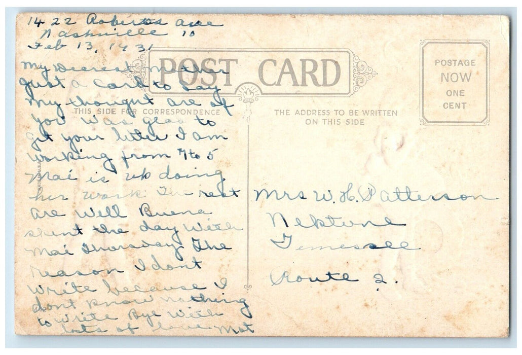 c1910's Valentine Children Sweetheart Big Hearts Neptune Tennessee TN Postcard