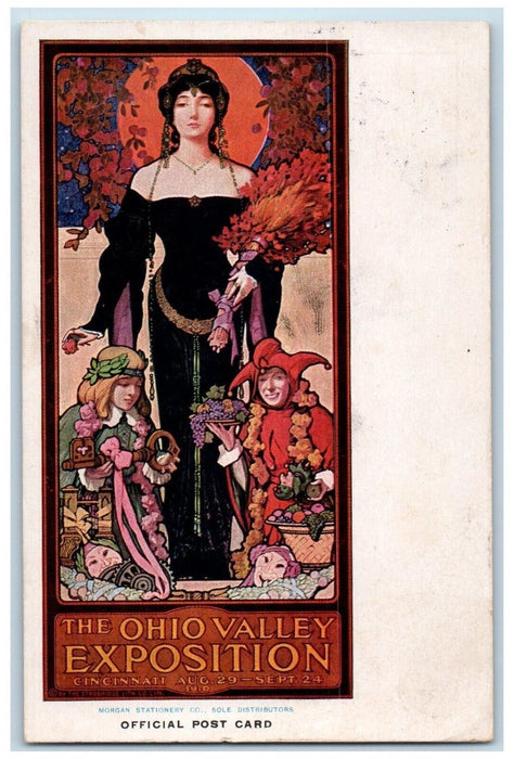 1910 Woman Art Nouveau The Ohio Valley Exposition Cincinnati OH Antique Postcard