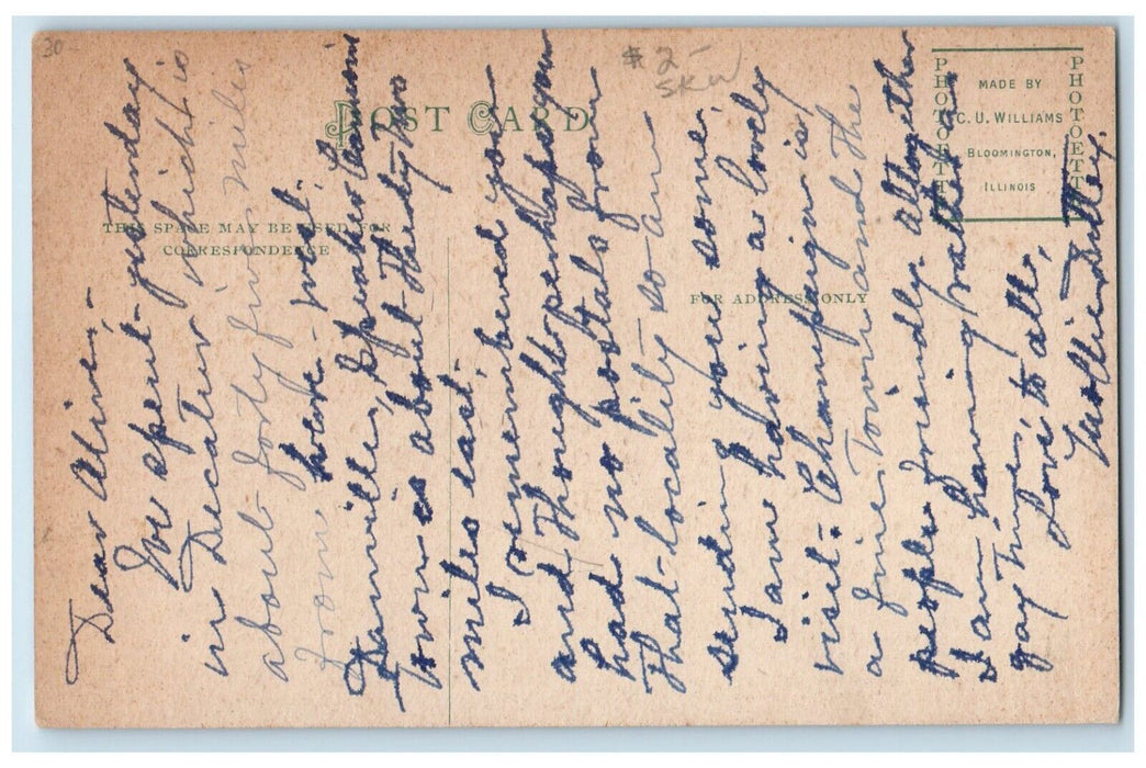 c1910's James Millikin University Building Decatur Illinois IL Antique Postcard