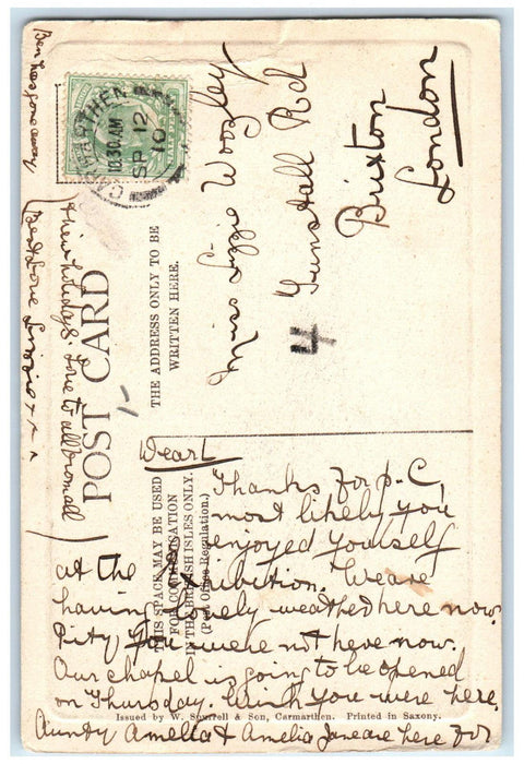 1910 Carmathen Training College Carmathenshire Wales Posted Antique Postcard