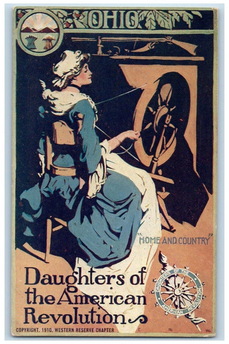 c1910's Daughters Of The American Revolution Spinning Wheel Ohio OH Postcard