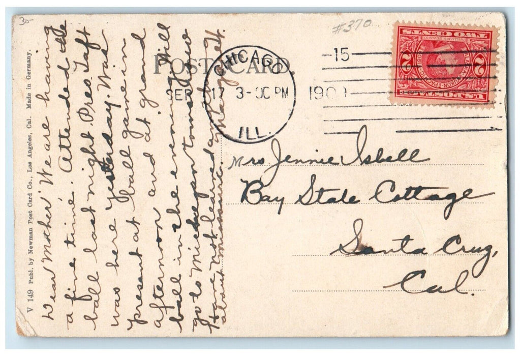 1909 Southern Pacific RR Ferry Boat Piedmont San Francisco Bay CA Postcard