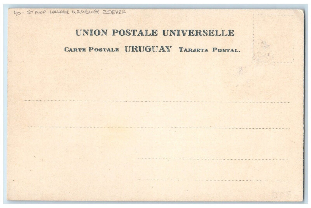 c1905 Stamp Collage Uruguay Zieher Unposted Antique Postcard