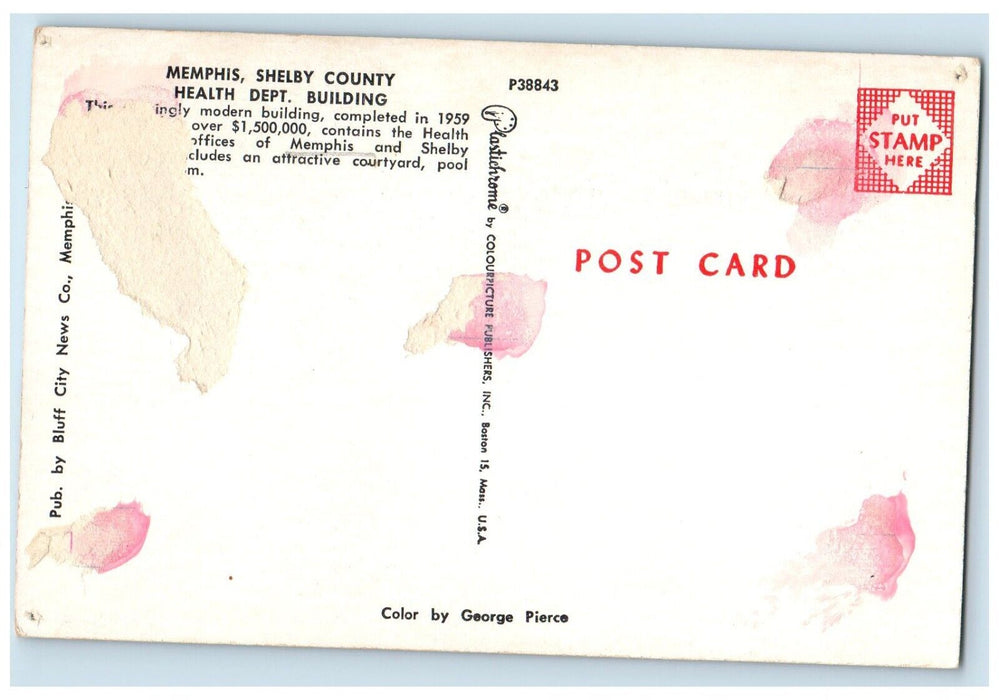 c1960 Memphis Shelby County Health Department Building Road Tennessee Postcard