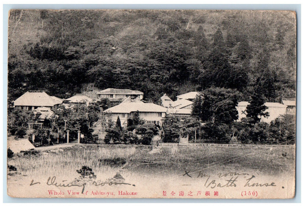 1922 Wholo View of Ashinoyu Hakone Kanagawa Japan Antique Posted Postcard