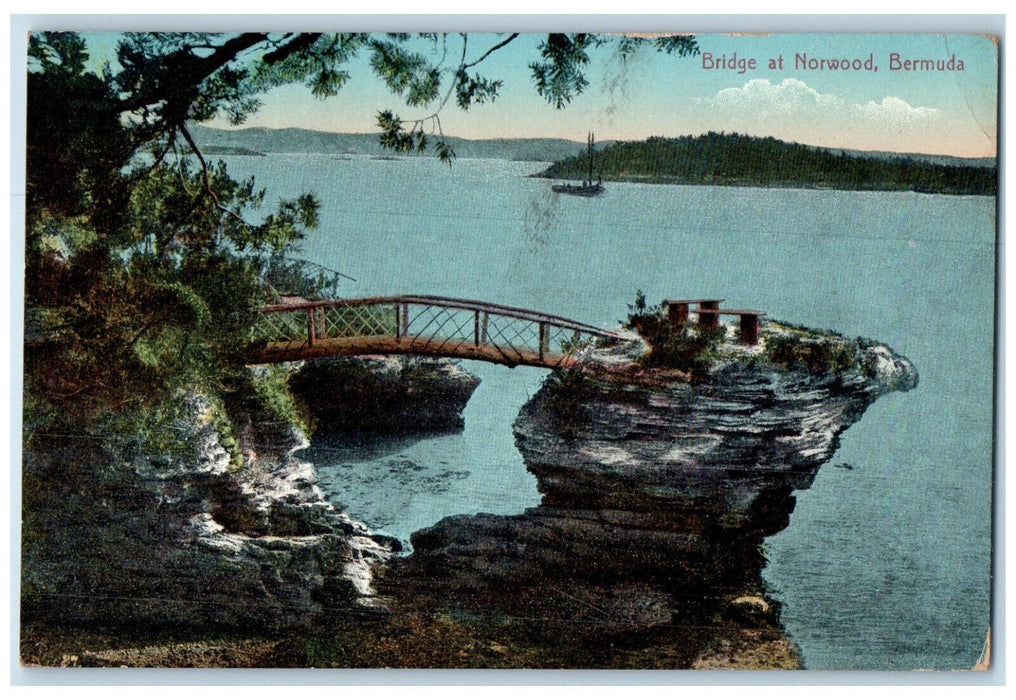 c1910 Bridge at Norwood Bermuda Antique Posted Wm. Weiss & Co. Postcard