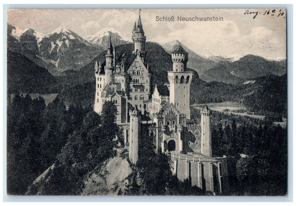 1910 Schlob Neuschwanstein Schwangau Germany Antique Posted Postcard