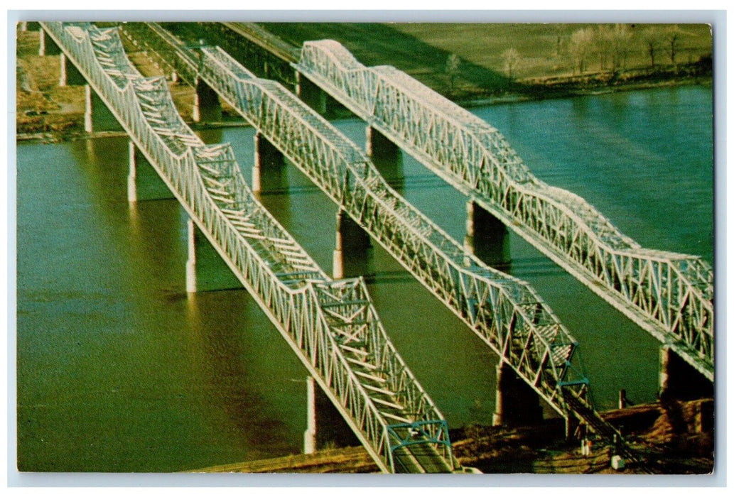 c1960 Bridges Across Mississippi Frisco Railway River Memphis Tennessee Postcard