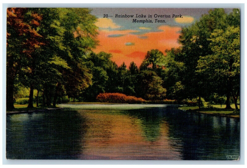 c1940 Rainbow Lake Overton Park River Trees Memphis Tennessee Vintage Postcard