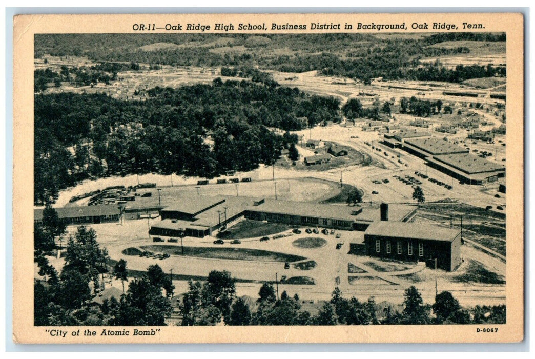 1950 Oak Ridge High School Business District Background Oak Ridge Tenn Postcard