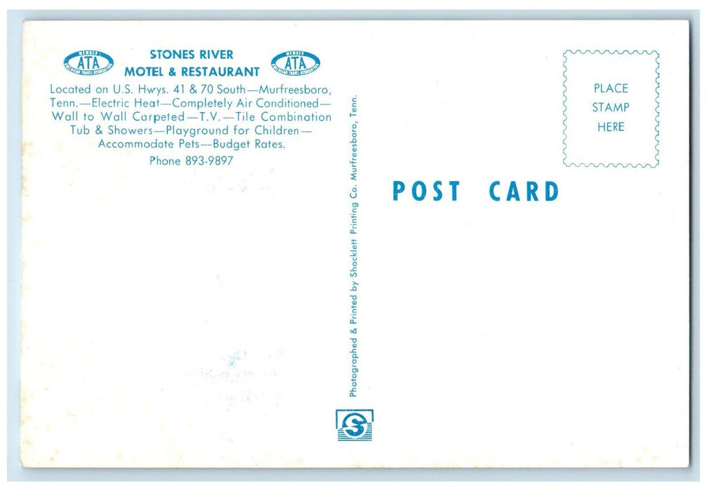 c1960 Stones Motel Restaurant Exterior Murfreesboro Tennessee Multiview Postcard