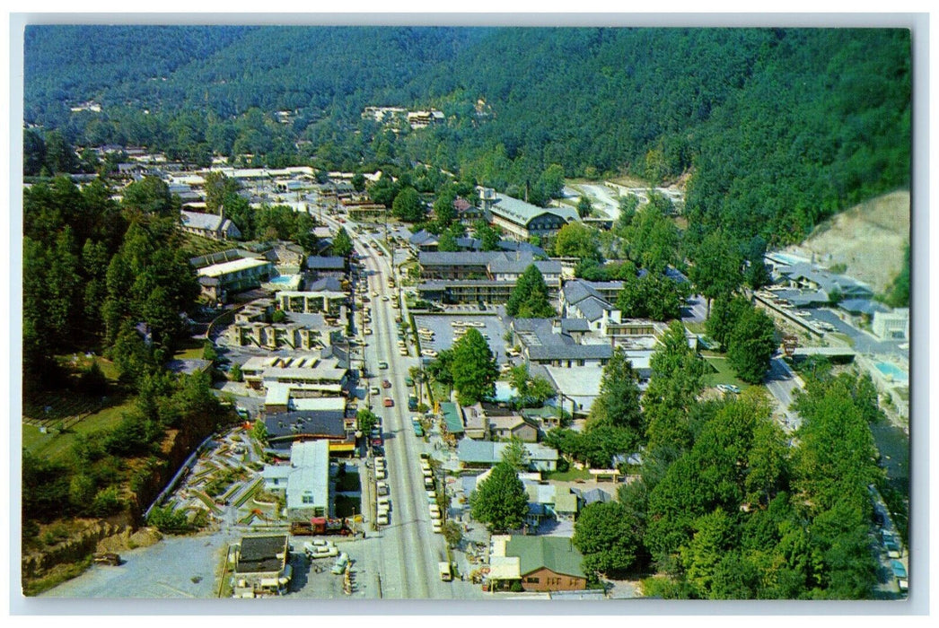 c1960 Air View Entrance Great Smoky Mountains Park Gatlinburg Tennessee Postcard