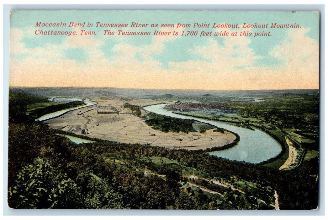 c1910 Moccasin Bend Tennessee River Lookout Mountain Chattanooga Tenn. Postcard