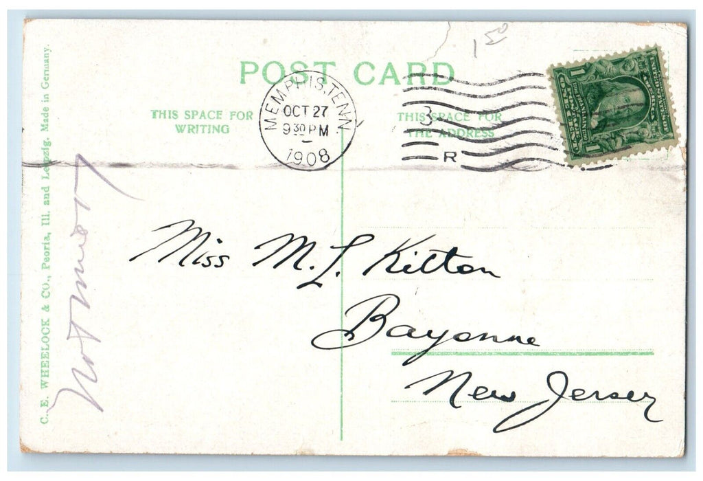 1908 Boat Loaded Cotton Steamer Ship Memphis Tennessee Vintage Antique Postcard