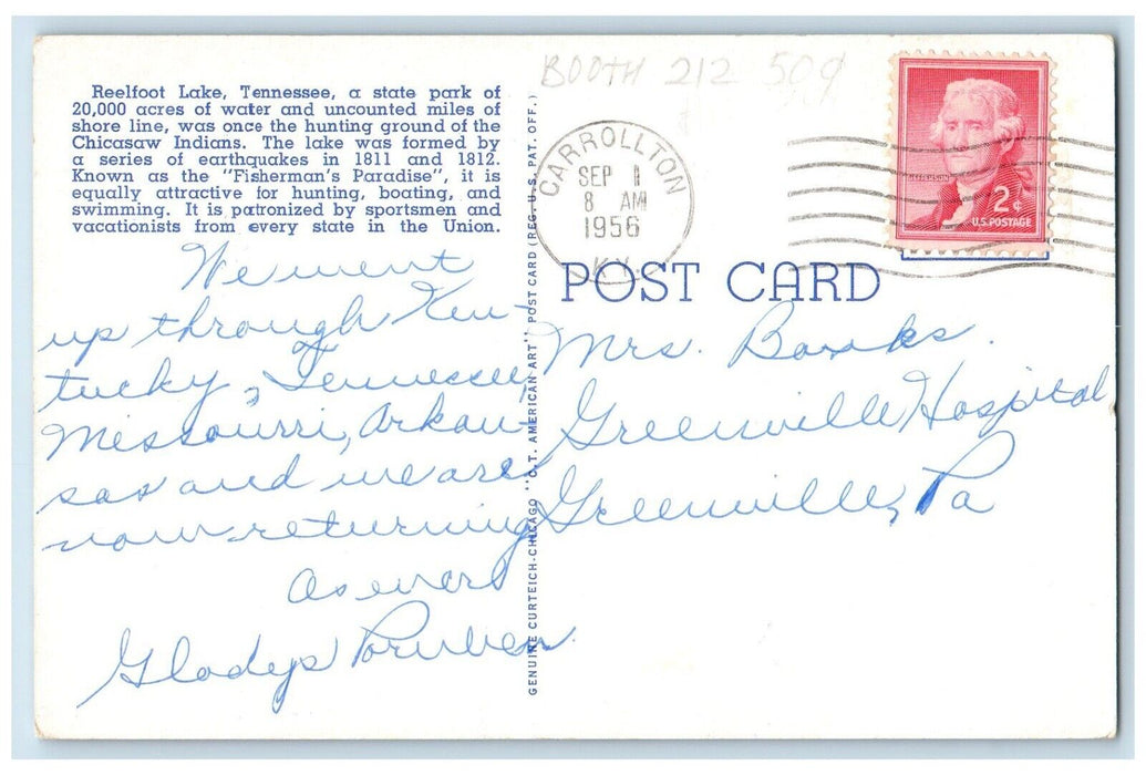 1956 Cypress Trees State Park Chicascaw Indians Reelfoot Lake Tennessee Postcard