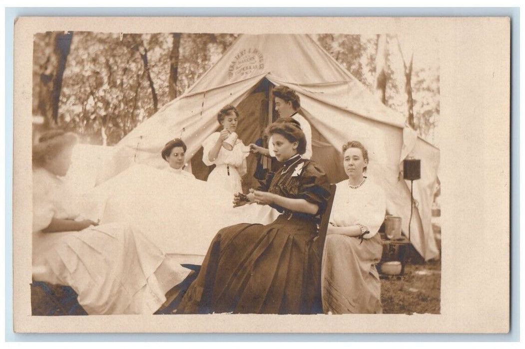 c1910's Women Coffee Tent & Mining Company Topeka Kansas KS RPPC Postcard