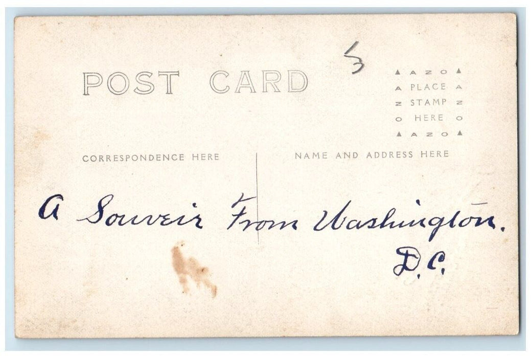 c1910's Railroad Train Conductor Studio Portrait Washington D.C.  RPPC Postcard