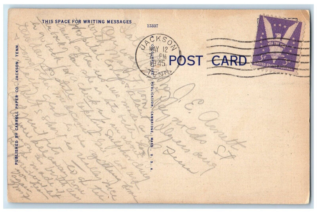 1945 U.S. Post Office Exterior Building Classic Cars Jackson Tennessee Postcard