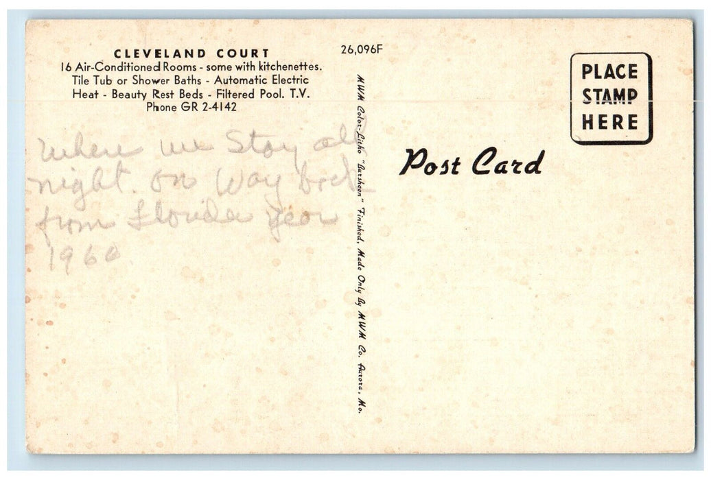 c1940 Cleveland Court North Limits Field Exterior Cleveland Tennessee Postcard