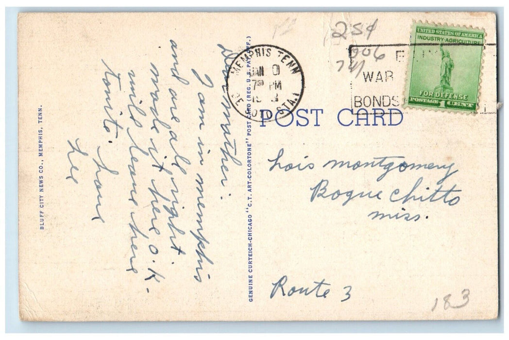 1930 Rainbow Lake Overton Park River Trees Memphis Tennessee TN Vintage Postcard
