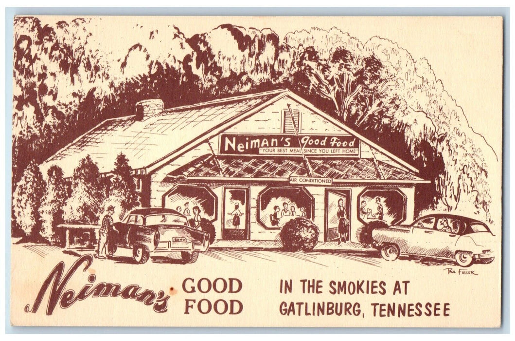 c1940 Neimans Good Food Smokies Fruit Salad Bar Gatlinburg Tennessee TN Postcard