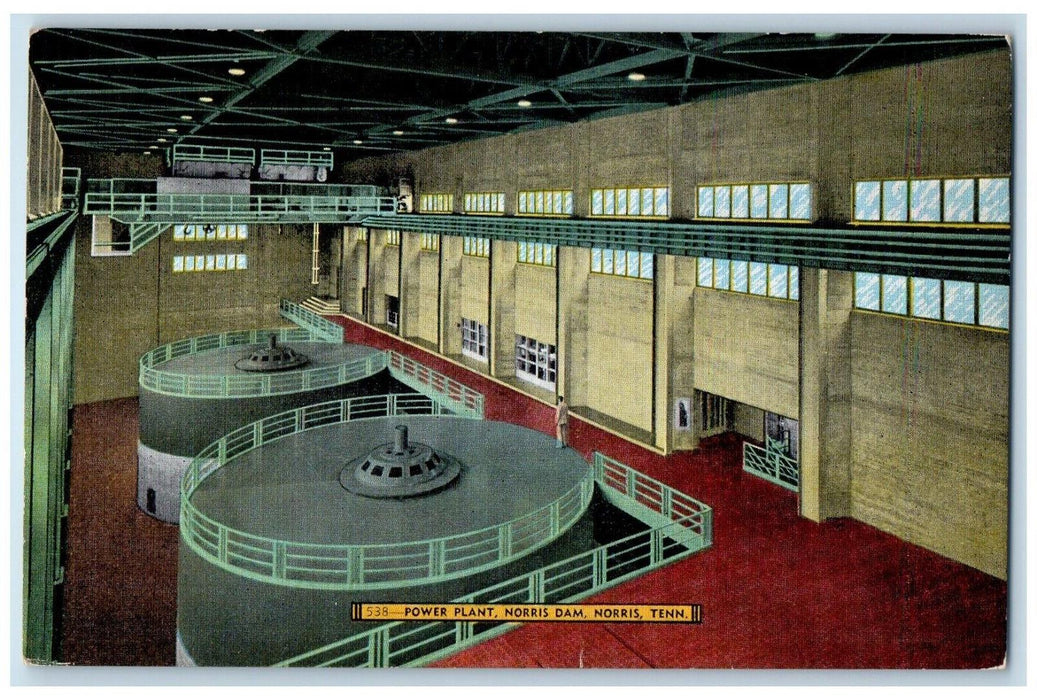 c1940 Power Plant Norris Dam Interior Factory Turbine Norris Tennessee Postcard