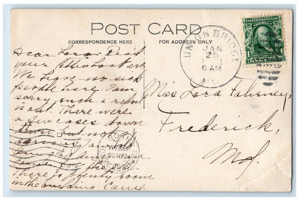1908 River Stream Man Forest View Union Bridge Maryland MD RPPC Posted Postcard