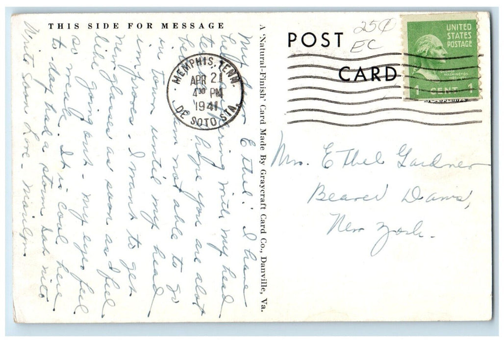 1941 Rainbow Lake Overton Park River Trees Memphis Tennessee TN Vintage Postcard