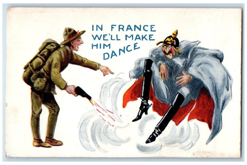 c1910's Military Soldier In France Will Make Him Dance WWI Germany Wall Postcard