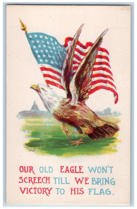 c1910's Eagle With Flag Patriotic WWI Germany Wall Unposted Antique Postcard