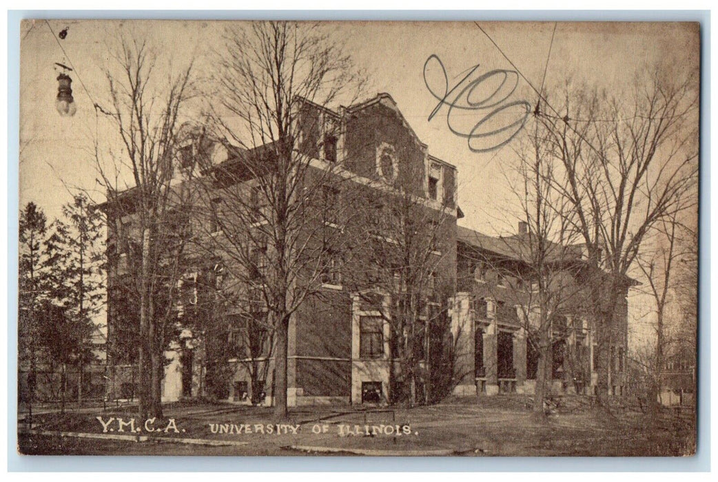 1910 YMCA University Of Illinois IL, Campus Building Posted Antique Postcard