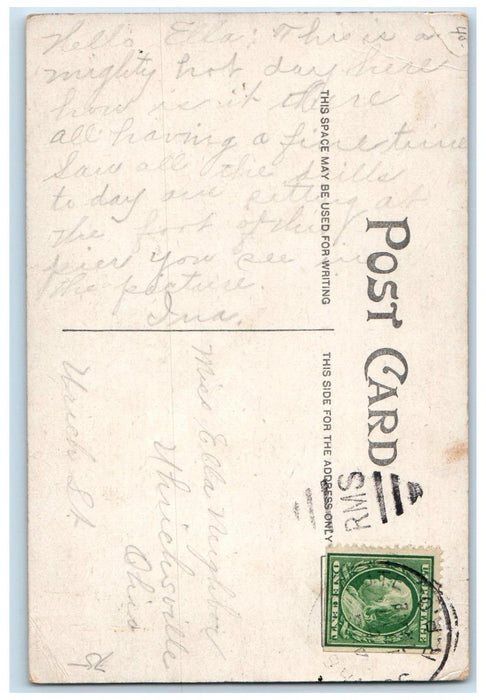 1910 Station Sail Boat Landing Lake Maxinkuckee Culver IN Antique Postcard