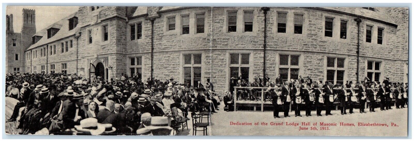 1913 Dedication Of Grand Lodge Hall Masonic Homes Elizabethtown PA Postcard