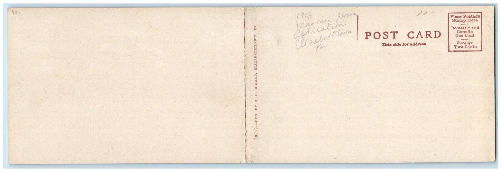 1913 Dedication Of Grand Lodge Hall Masonic Homes Elizabethtown PA Postcard