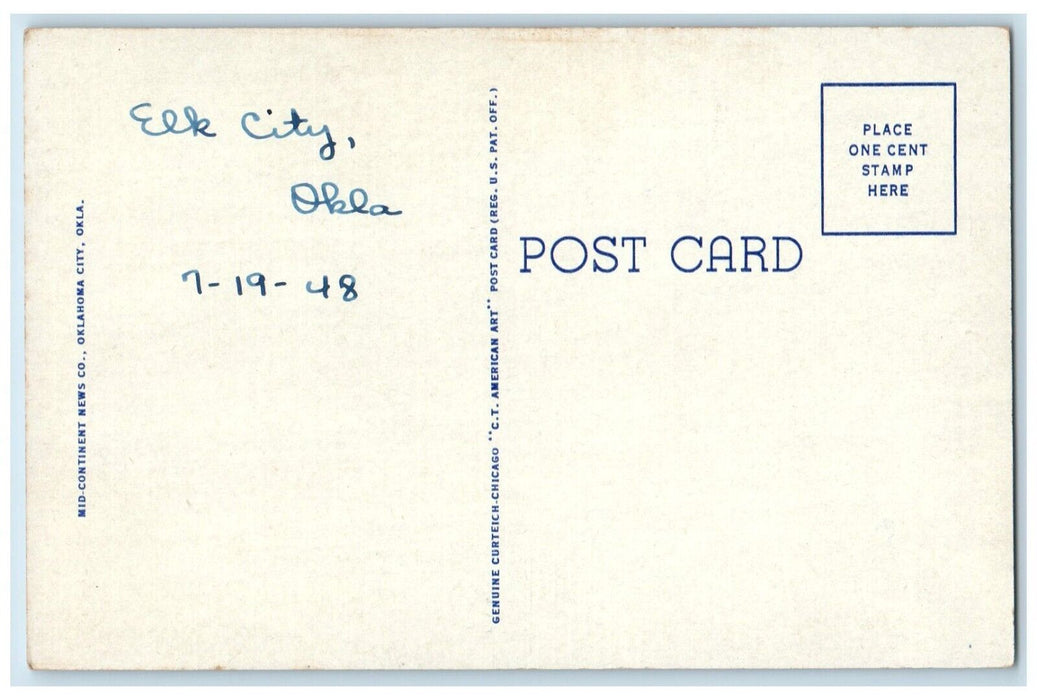 c1948 Pioneer Woman Statue Ponca City Oklahoma Antique Monument Vintage Postcard