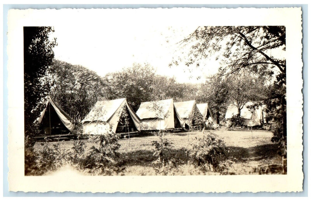 c1930's Eagle Camp South Hero Vermont VT, Tent And Trees RPPC Photo Postcard
