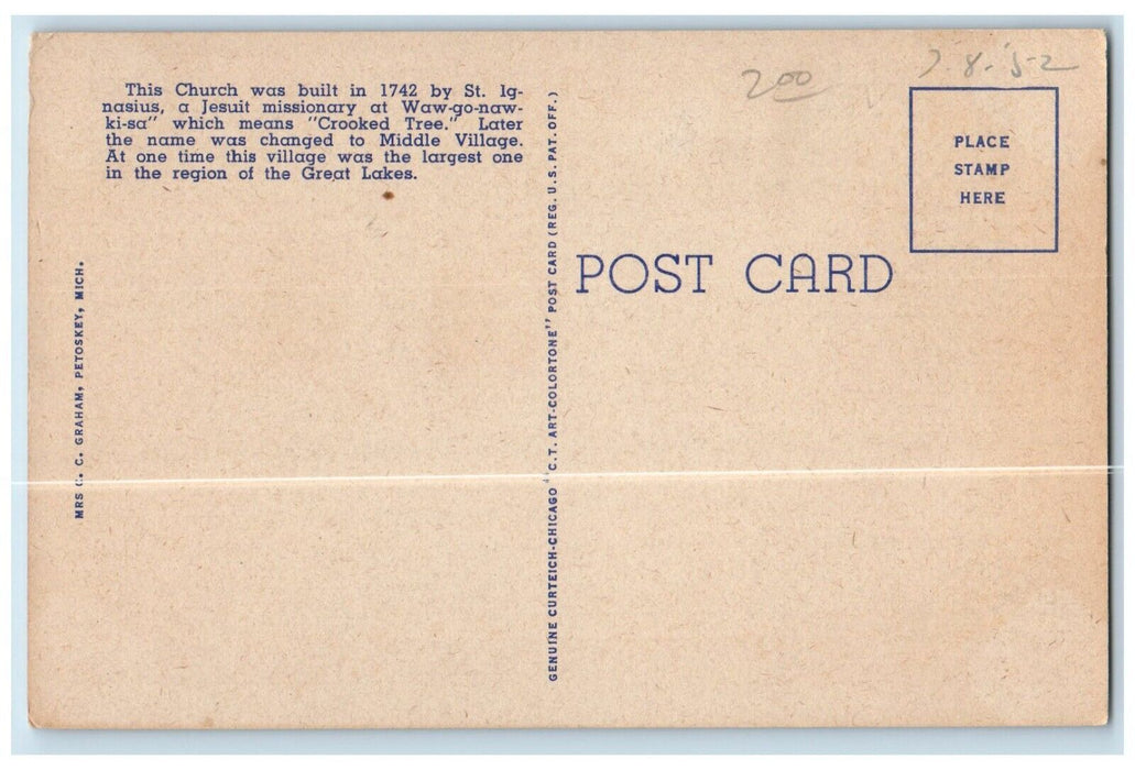 c1940 Indian Mission Middle Village Lake Shore Drive Northern Michigan Postcard