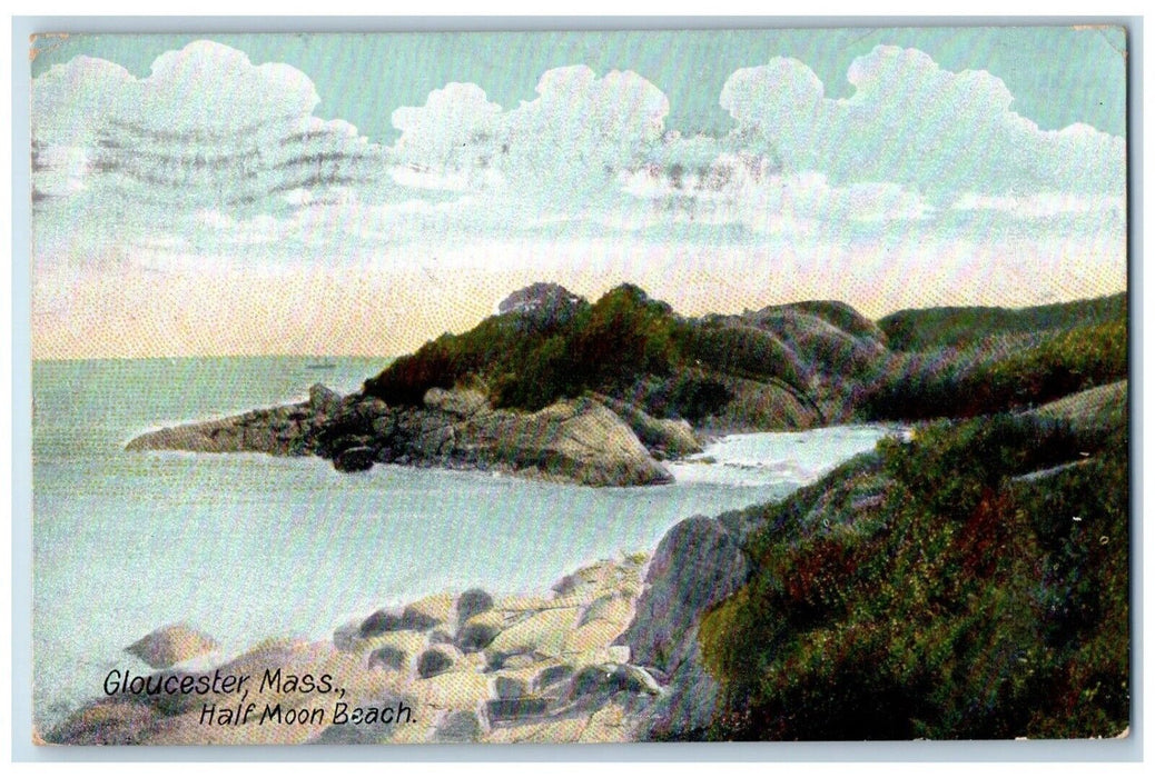 1909 Half Moon Beach Rock Gloucester Massachusetts MA Vintage Antique Postcard